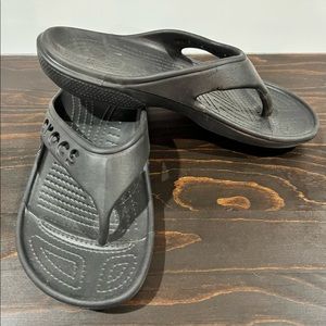 Black Croc flip flops